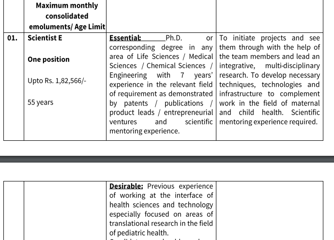 THSTI Scientist E Recruitment 2018