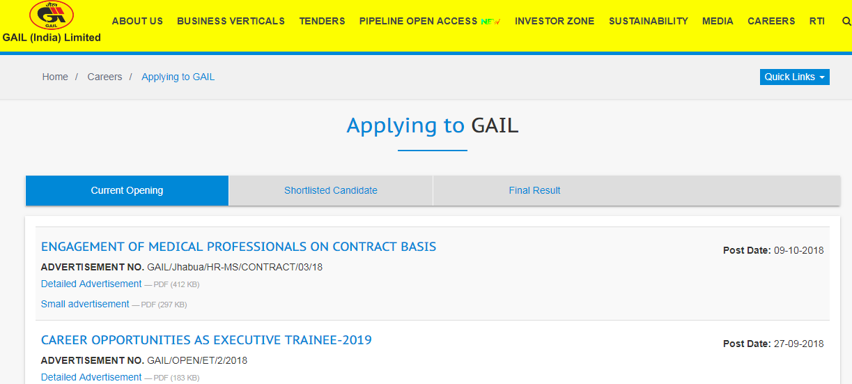 www.gailonline.com Application Form 2018-2019