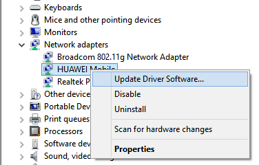 Updating Driver Software