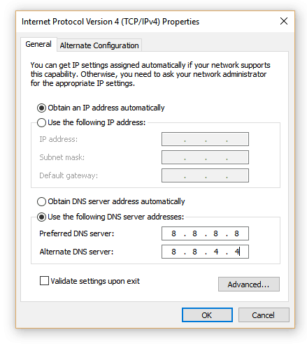 Change DNS Server details