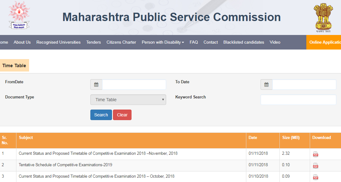 MPSC Time Table 2019 PDF In Marathi (Pre-Exam Date)