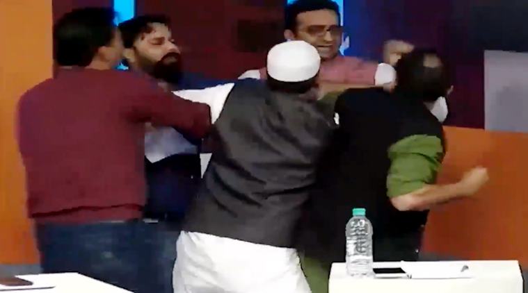 BJP, SP, Gaurav Bhatia, Anurag Bhadoria, BJP SP Live TV brawl, Samajwadi Party and BJP leaders turn violent on live TV, SP BJP TV fight, viral video, indian express, indian express news