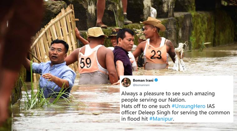 manipur, north east floods, manipur flood, maniful rainfall, manipur ias officer photo, deleep singh ias manipur, manipur flood ias offier, viral news, soical media news, indian express