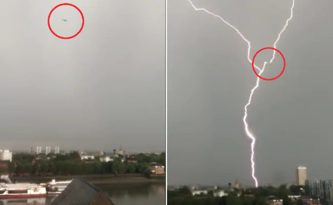 Caught On Cam Plane Gets Hit By 3 Lightning Bolts At Once 