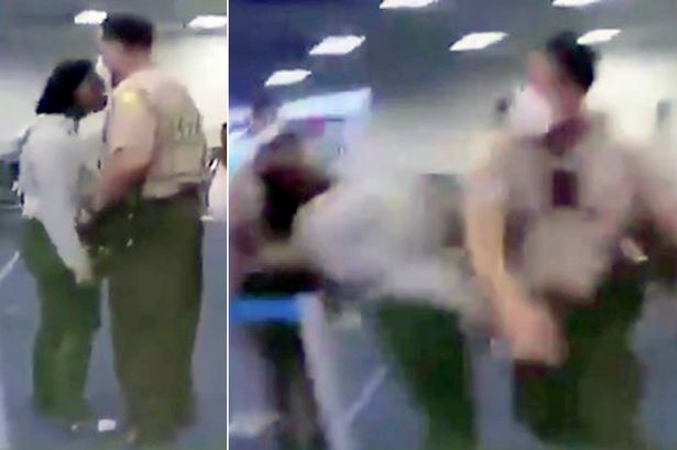Police Officer Punches Aggressive Black Woman In The Face During An Argument At Miami Airport