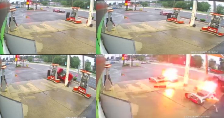 New Jersey Gas Station Catches Fire After Car Crashes Into ...